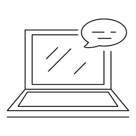 Laptop chat icon. Outline laptop chat vector icon for web design isolated on white backgroundのイラスト素材