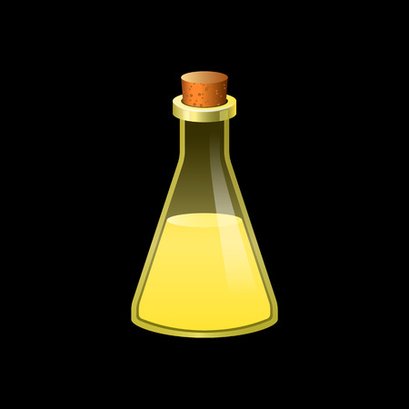 Yellow flask icon. Cartoon of yellow flask vector icon for web design isolated on white backgroundのイラスト素材