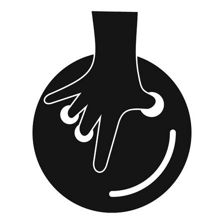Hand take bowling ball icon. Simple illustration of hand take bowling ball vector icon for web design isolated on white backgroundのイラスト素材