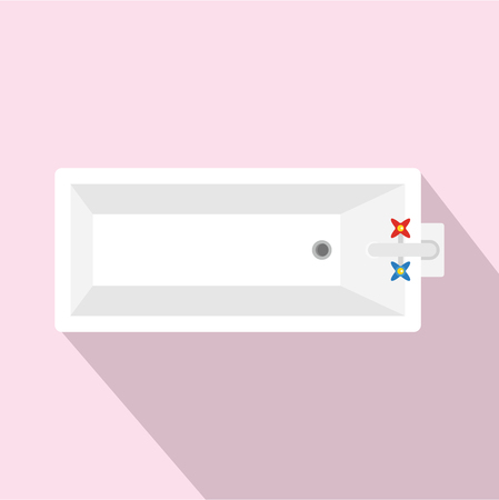 Top view of bathtube icon, flat styleのイラスト素材