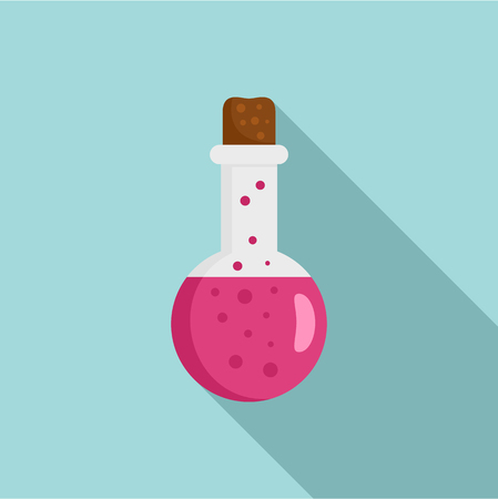 Potion pink flask icon. Flat illustration of potion pink flask vector icon for web designのイラスト素材