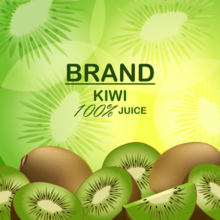 Brand kiwi juice concept background, realistic styleのイラスト素材