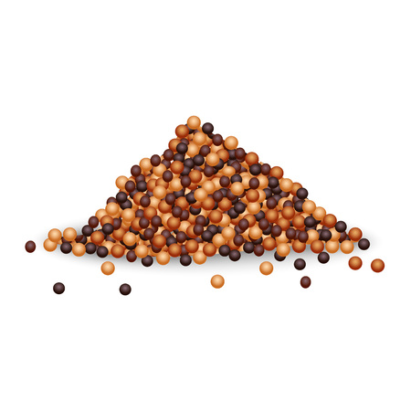 Mustard seed mockup. Realistic illustration of mustard seed vector mockup for web design isolated on white backgroundのイラスト素材