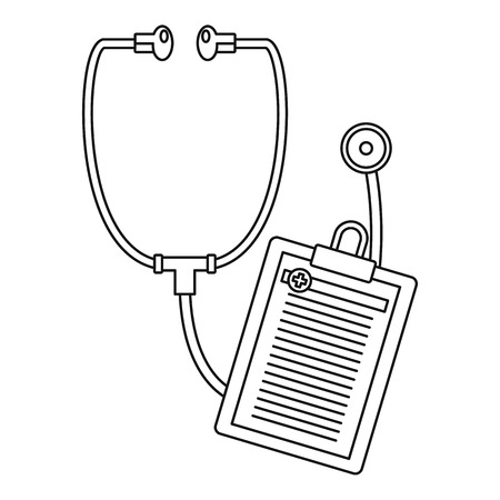 Stethoscope, medical icon. Outline illustration of stethoscope, medical vector icon for web design isolated on white backgroundのイラスト素材