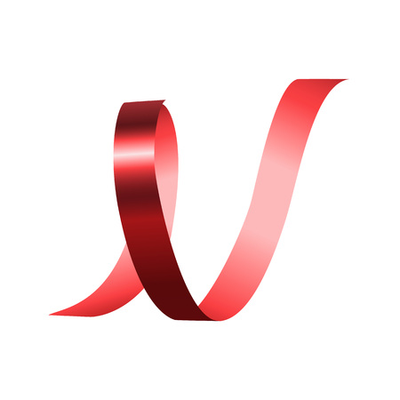 Red spiral ribbon mockup. Realistic illustration of red spiral ribbon vector mockup for web design isolated on white backgroundのイラスト素材