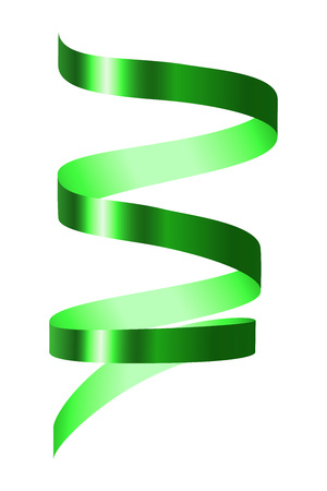 Green spiral ribbon mockup. Realistic illustration of green spiral ribbon vector mockup for web design isolated on white backgroundのイラスト素材