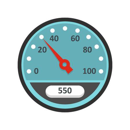 Blue speedometer icon. Flat illustration of blue speedometer vector icon for web isolated on white