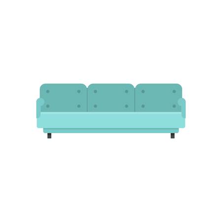 Three place sofa icon. Flat illustration of three place sofa vector icon for web isolated on whiteのイラスト素材