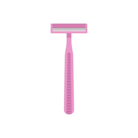 Pink woman razor icon. Flat illustration of pink woman razor vector icon for web isolated on whiteのイラスト素材
