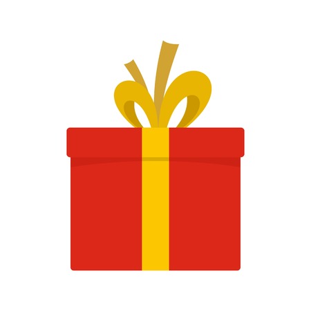 Red giftbox icon. Flat illustration of red giftbox vector icon for web isolated on whiteのイラスト素材
