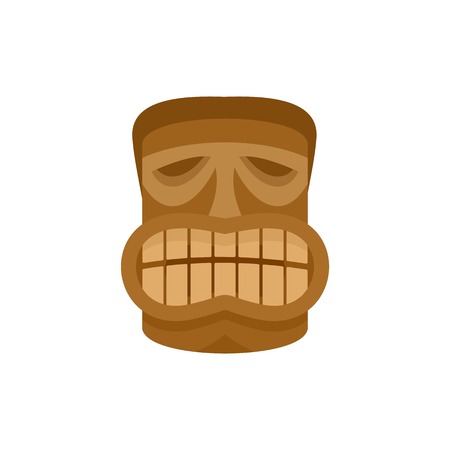 Smile tiki idol icon. Flat illustration of smile tiki idol vector icon for web isolated on whiteのイラスト素材