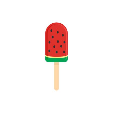 Watermelon ice cream icon. Flat illustration of watermelon ice cream vector icon for web isolated on whiteのイラスト素材