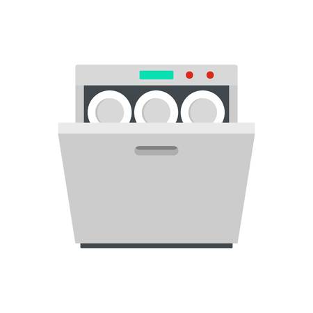 Modern dishwasher icon. Flat illustration of modern dishwasher vector icon for web isolated on whiteのイラスト素材
