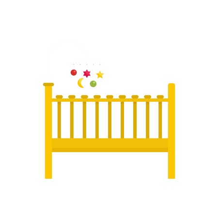 Baby bed icon. Flat illustration of baby bed vector icon for web isolated on whiteのイラスト素材