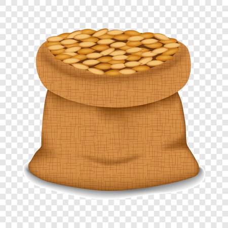 Bag of wheat icon. Realistic illustration of bag of wheat vector icon for on transparent backgroundのイラスト素材