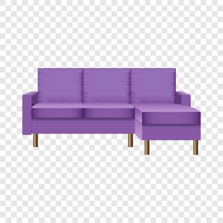 Purple living room sofa mockup. Realistic illustration of purple living room sofa vector mockup for on transparent backgroundのイラスト素材