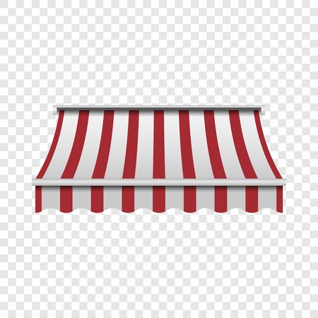 Red and white awning mockup, realistic styleのイラスト素材