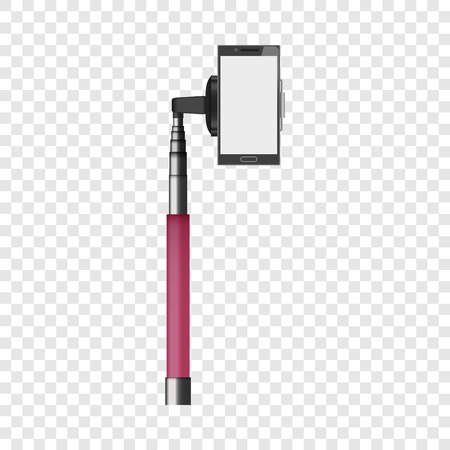 Pink monopod mockup. Realistic illustration of pink monopod vector mockup for on transparent backgroundのイラスト素材