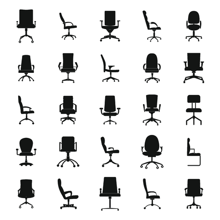 Office chair icons set, simple styleの写真素材