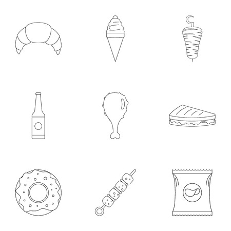 Crumbly icons set. Outline set of 9 crumbly icons for web isolated on white backgroundの写真素材