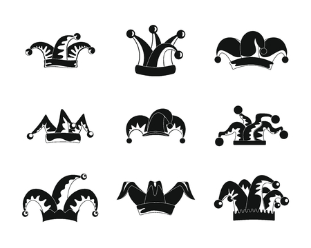 Jester fools hat icons set. Simple illustration of 9 Jester fools hat icons for webの写真素材