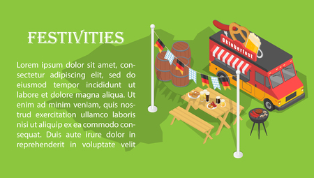 October fest beer banner concept, isometric styleのイラスト素材