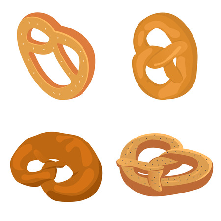 Pretzel oktoberfest icons set, isometric styleのイラスト素材