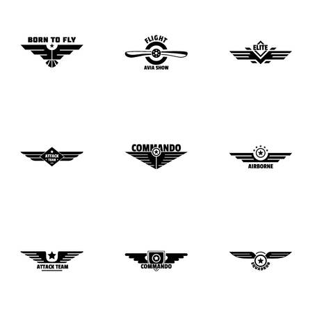 Avian emblem icons set. Simple set of 9 avian emblem vector icons for web isolated on white backgroundのイラスト素材