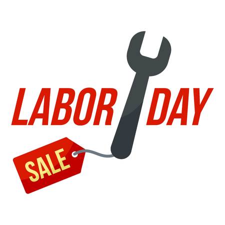 Key tool labor sale logo icon. Flat illustration of key tool labor sale vector logo icon for web design isolated on white backgroundのイラスト素材