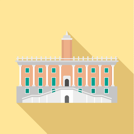 Historical european building in city icon. Flat illustration of historical european building in city vector icon for web designのイラスト素材