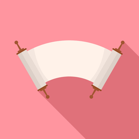 Old open rolled papyrus icon. Flat illustration of old open rolled papyrus vector icon for web designのイラスト素材