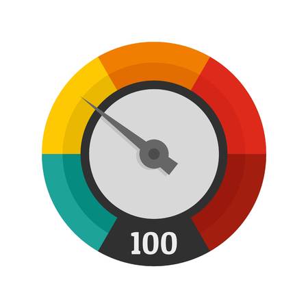 Abstract speedometer icon. Flat illustration of abstract speedometer icon for web isolated on whiteの写真素材