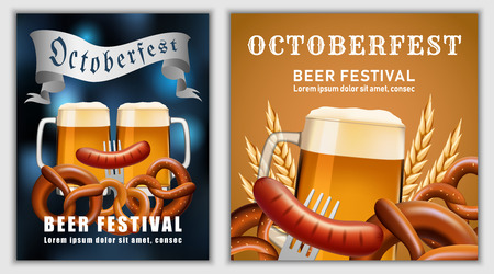 Beer fest october german banner concept. Realistic illustration of beer fest october party german vector banner for webのイラスト素材