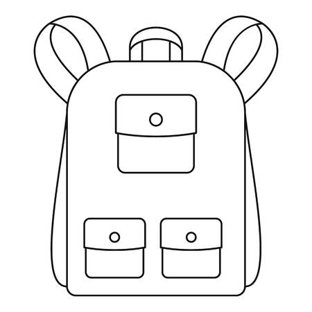 Traditional backpack icon. Outline traditional backpack icon for web design isolated on white backgroundの写真素材