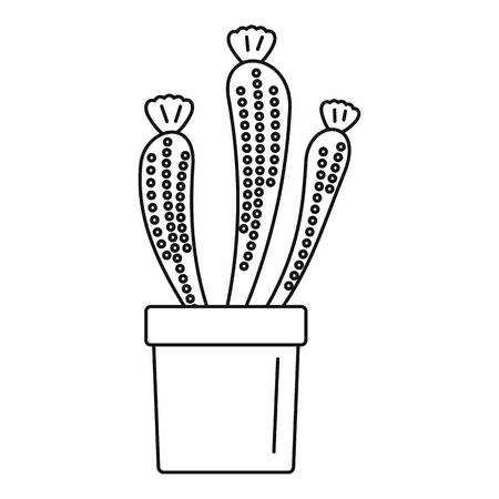 Flower cactus icon, outline styleの写真素材