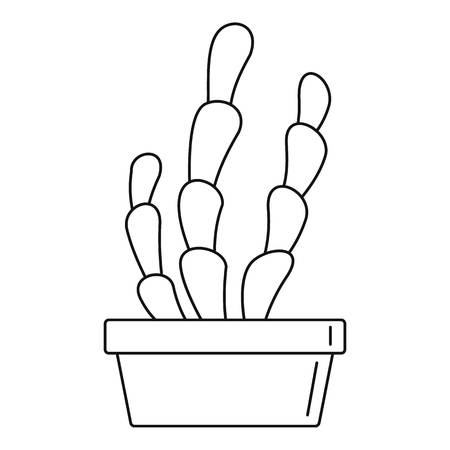 Suculent cactus pot icon, outline styleの写真素材