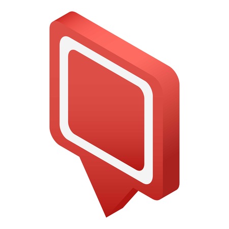 Info bubble map pin icon. Isometric of info bubble map pin icon for web design isolated on white backgroundの写真素材