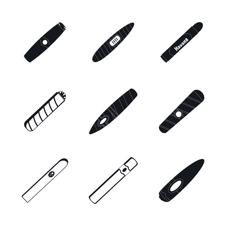 Cigar cuban paper weed icons set, simple styleの写真素材