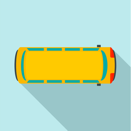 Top view school bus icon. Flat illustration of top view school bus icon for web designの写真素材
