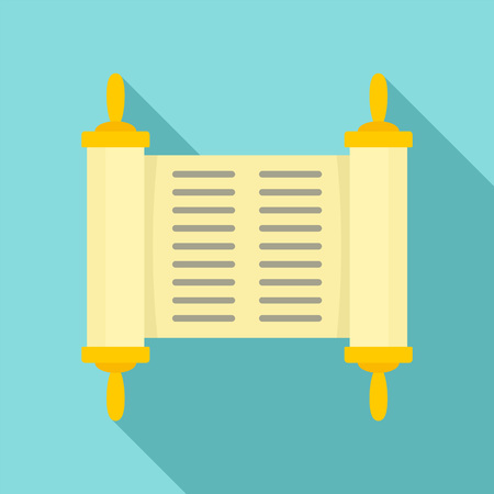 Old book rolled papyrus icon. Flat illustration of old book rolled papyrus icon for web designの写真素材