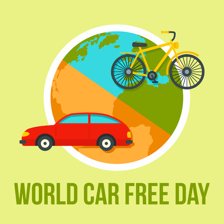 International car free day background. Flat illustration of international car free day vector background for web designのイラスト素材