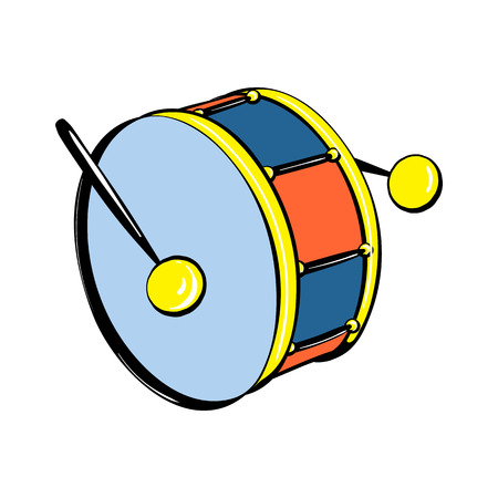 Drums toy icon. Cartoon of drums toy vector icon for web design isolated on white backgroundのイラスト素材
