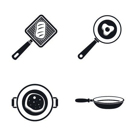 Kitchen griddle icon set. Simple set of kitchen griddle vector icons for web design on white backgroundのイラスト素材