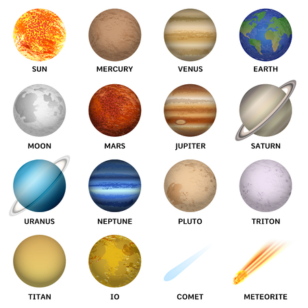 Planets icon set, realistic styleのイラスト素材