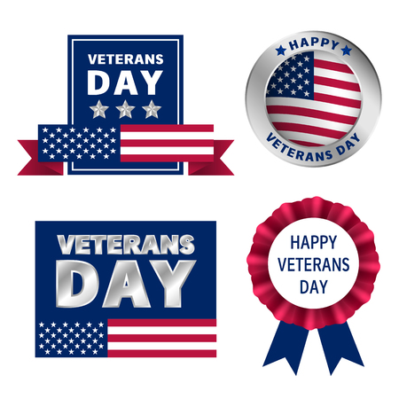 Veterans logo set, realistic styleのイラスト素材