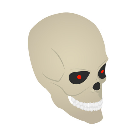 Scary skull icon. Isometric of scary skull vector icon for web design isolated on white backgroundのイラスト素材