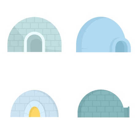 Igloo icon set, flat styleのイラスト素材