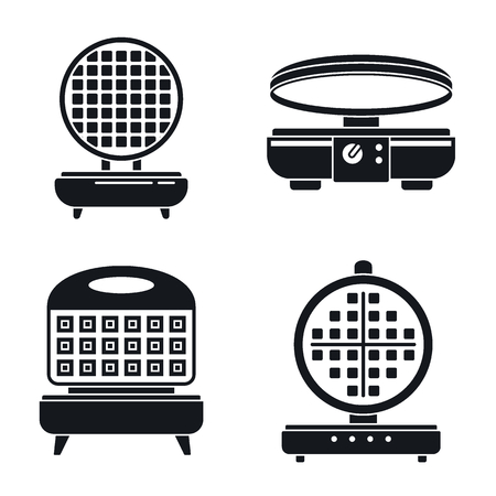 Belgian waffle-iron icon set. Simple set of belgian waffle-iron vector icons for web design on white backgroundのイラスト素材