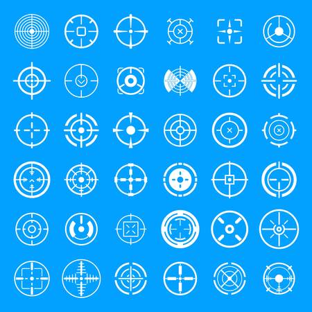 Crosshair target scope sight icons set. Simple illustration of 36 crosshair target scope sight vector icons for webのイラスト素材
