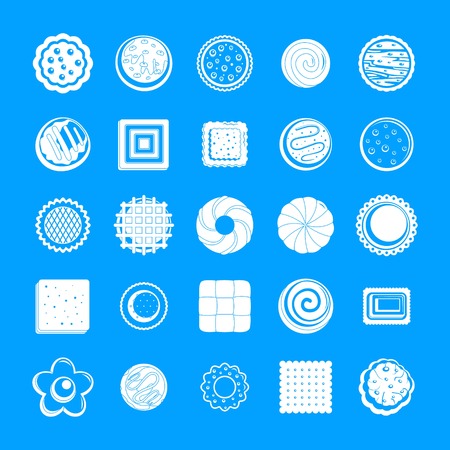 Cookies biscuit icons set. Simple illustration of 25 cookies biscuit vector icons for webのイラスト素材